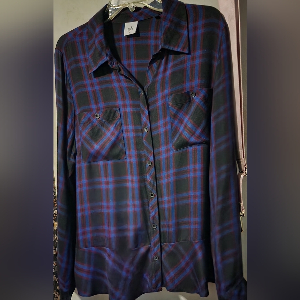 CABI Top Moody Plaid SIZE XL
